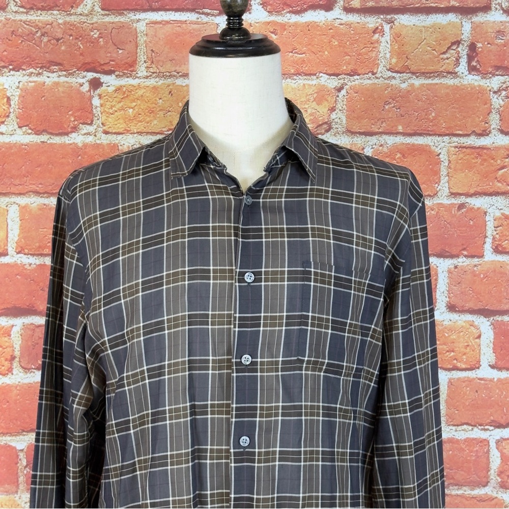 John Varvatos Men's Plaid Button-Up‎ Shirt Size XL Lightweight & Thin Breathable